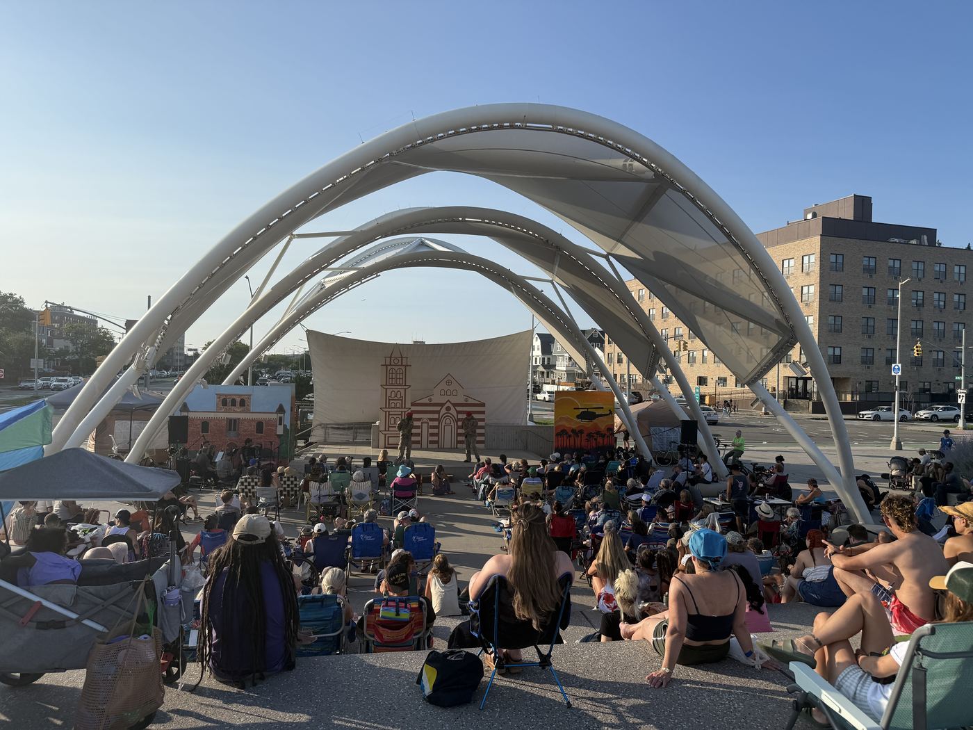Neighbors gathered at the Rockaway Beach amphitheater